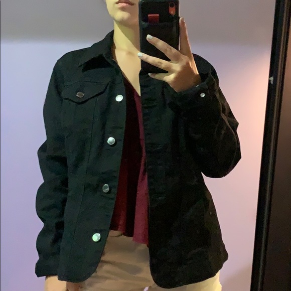 macy's black jean jacket